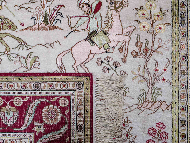 Dywan z jedwabiu - jedwab chiński - 183 x 125 cm - beżowy