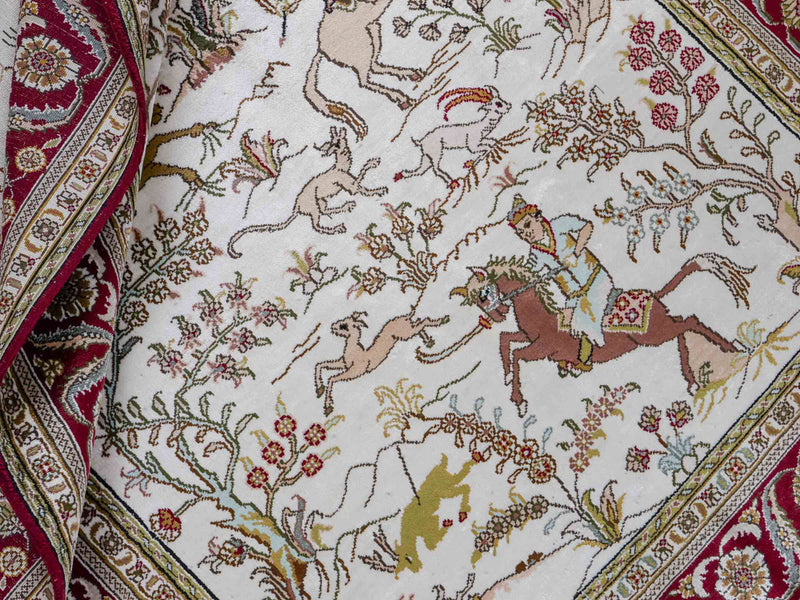 Dywan z jedwabiu - jedwab chiński - 180 x 123 cm - beżowy