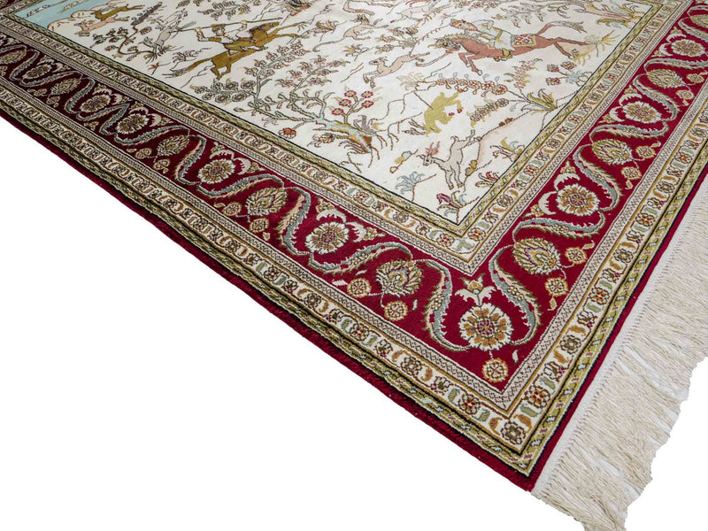 Dywan z jedwabiu - jedwab chiński - 180 x 123 cm - beżowy