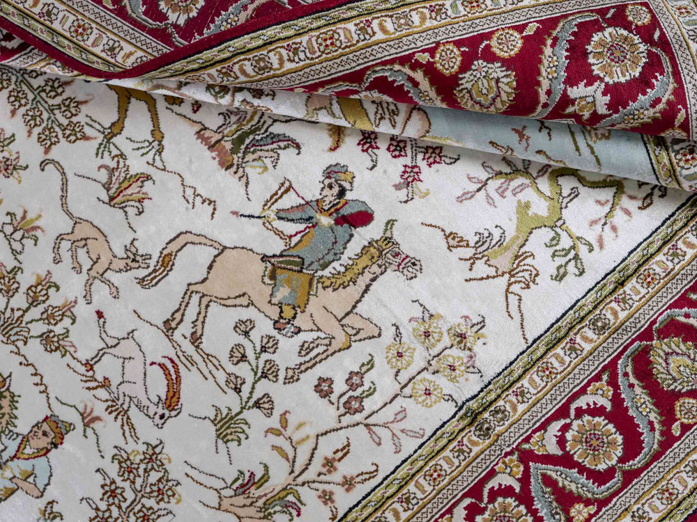 Dywan z jedwabiu - jedwab chiński - 180 x 123 cm - beżowy