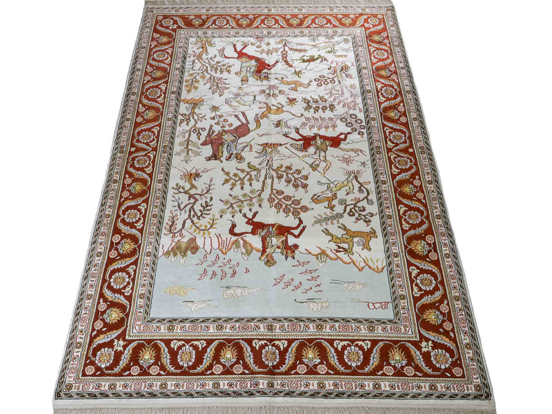 Seidenteppich - China Seide - 184 x 125 cm - beige