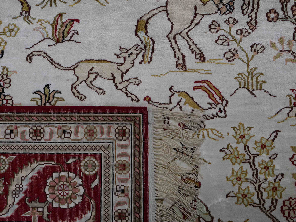 Dywan z jedwabiu - jedwab chiński - 183 x 126 cm - beżowy