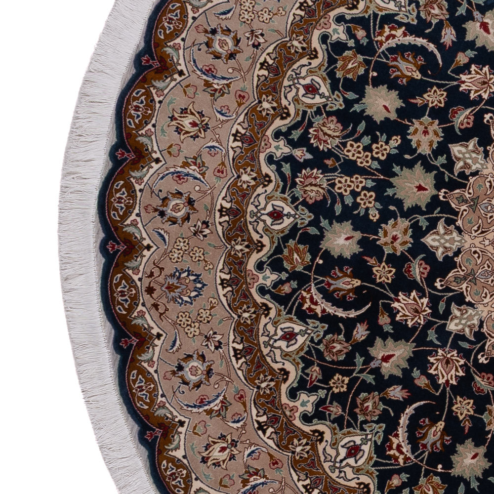 Dywan perski - Tabriz - Królewski okrągły  - 200 x 200 cm - czarna zieleń