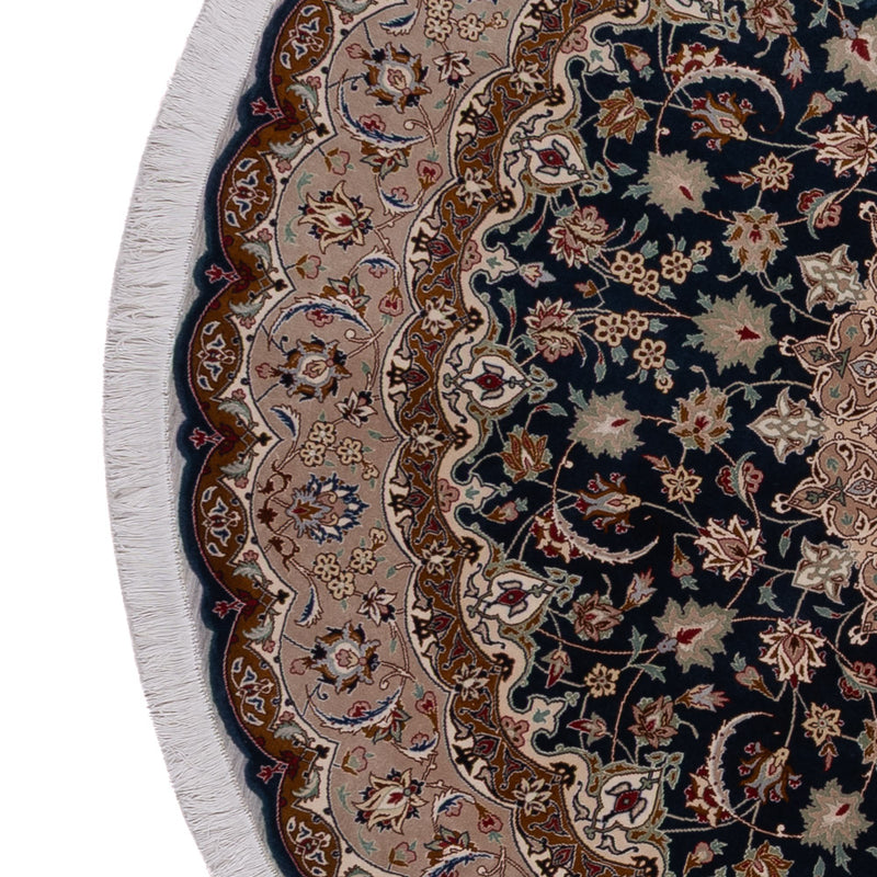 Dywan perski - Tabriz - Królewski okrągły  - 200 x 200 cm - czarna zieleń