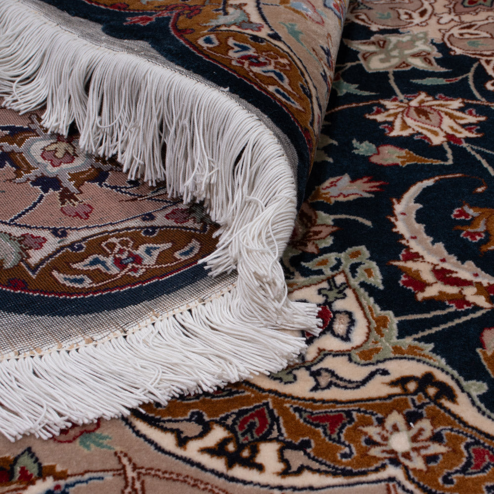 Dywan perski - Tabriz - Królewski okrągły  - 200 x 200 cm - czarna zieleń