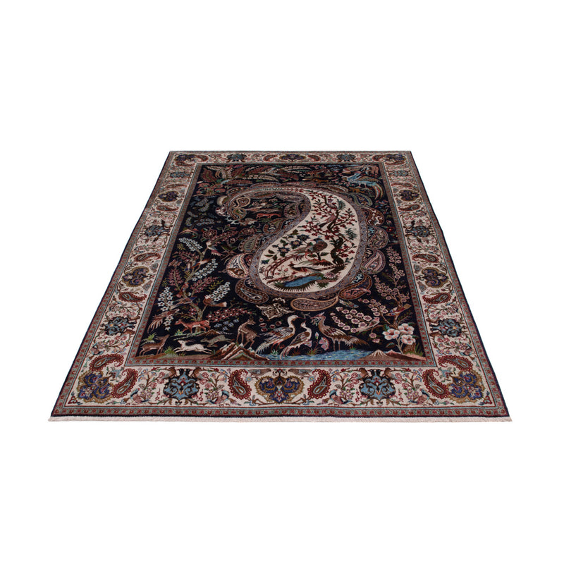 Dywan perski - Ghom - 195 x 140 cm - ciemnoniebieski