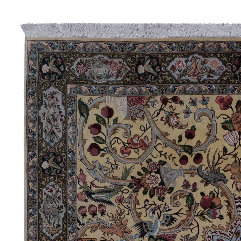 Dywan perski - Tabriz - Królewski kwadratowy  - 200 x 200 cm - oliwkowa zieleń