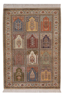 Jedwabny dywan - Kayseri - 214 x 153 cm - wielokolorowy