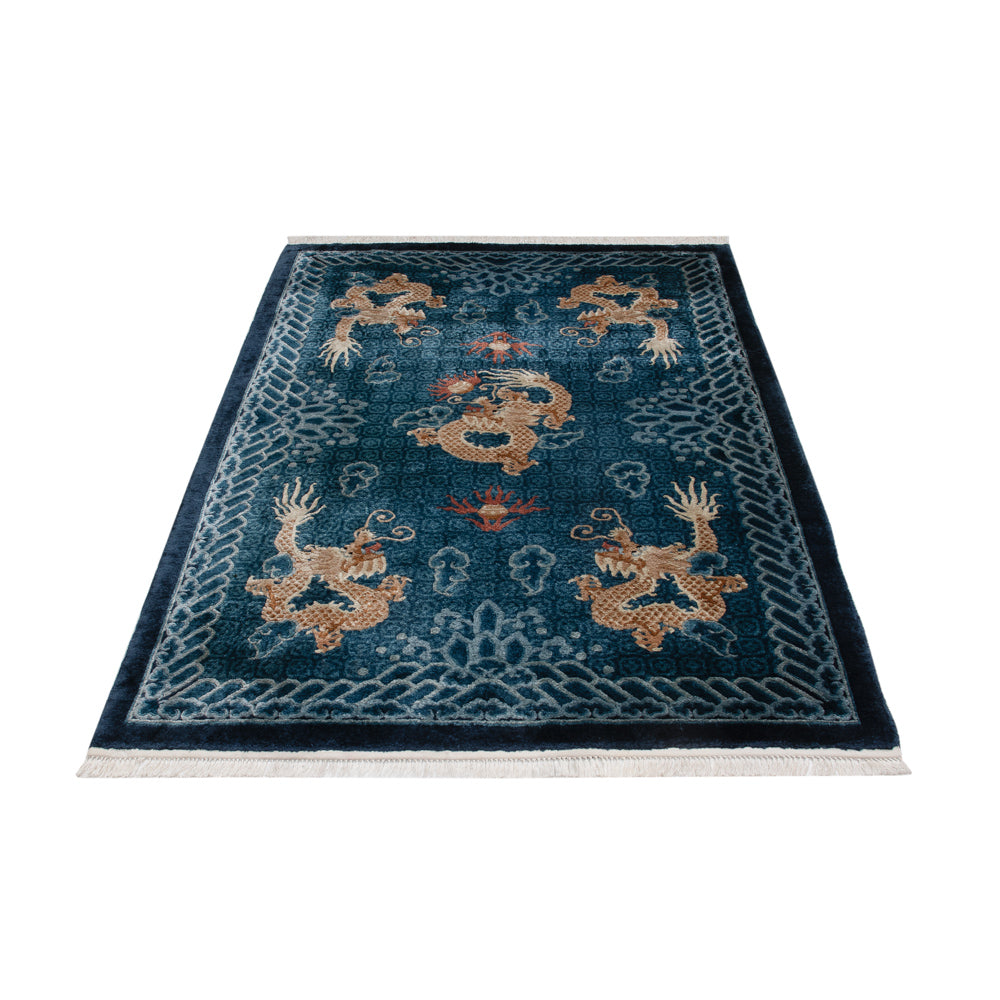Seidenteppich - China Seide - 187 x 123 cm - blau