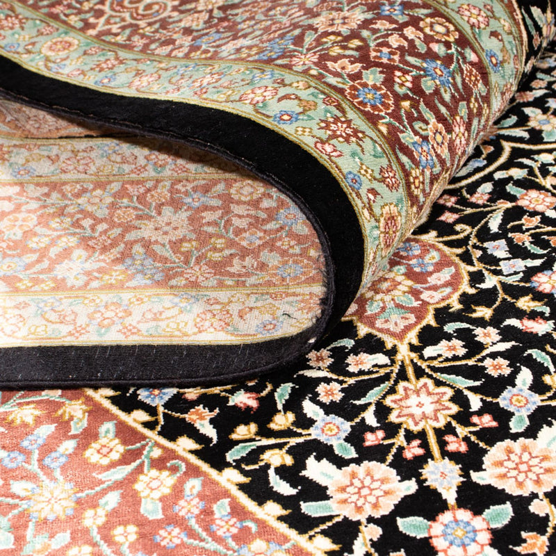 Jedwabny dywan - Ghom Silk - Premium - 154 x 101 cm - ciemnoniebieski