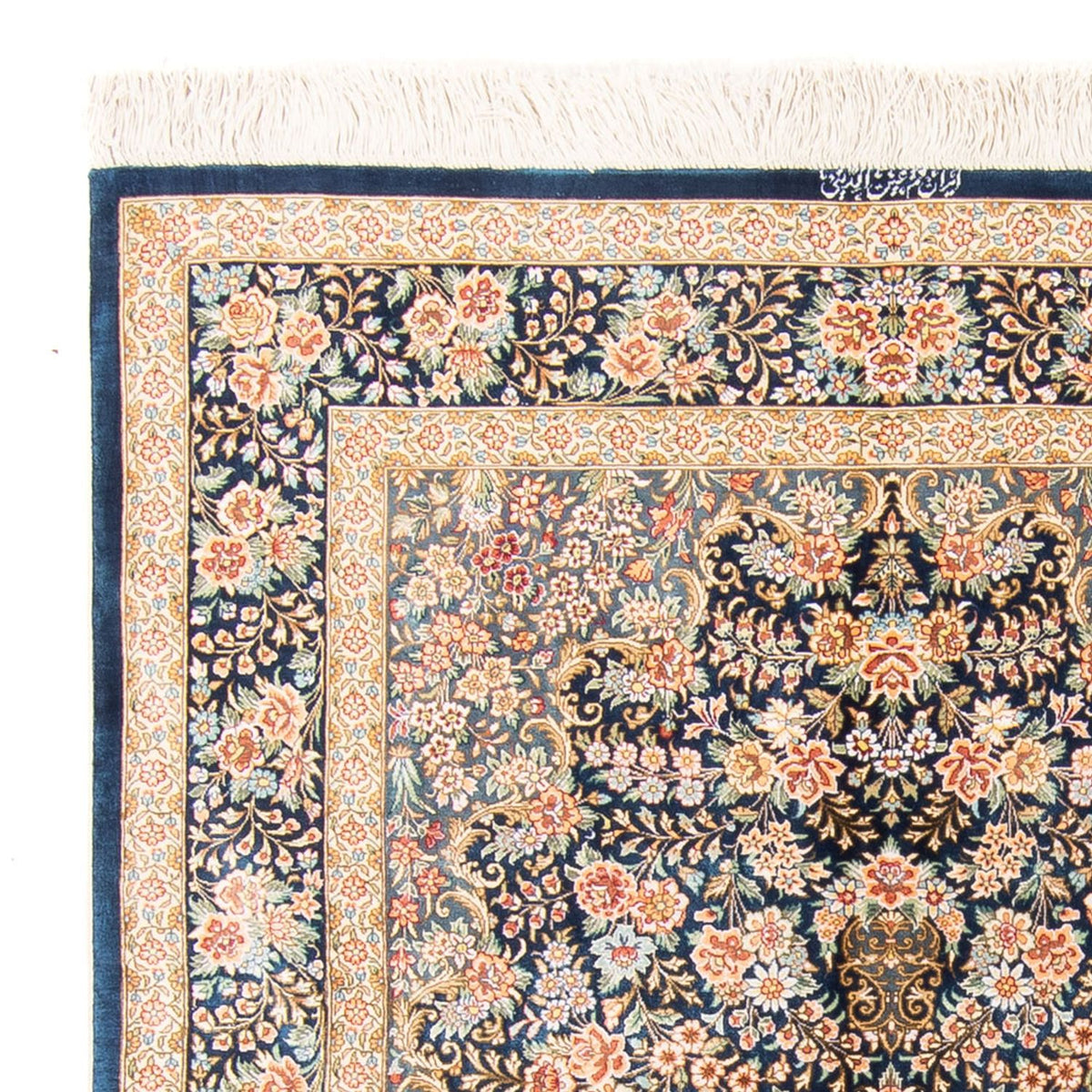 Jedwabny dywan - Ghom Silk - Premium - 152 x 100 cm - ciemnoniebieski