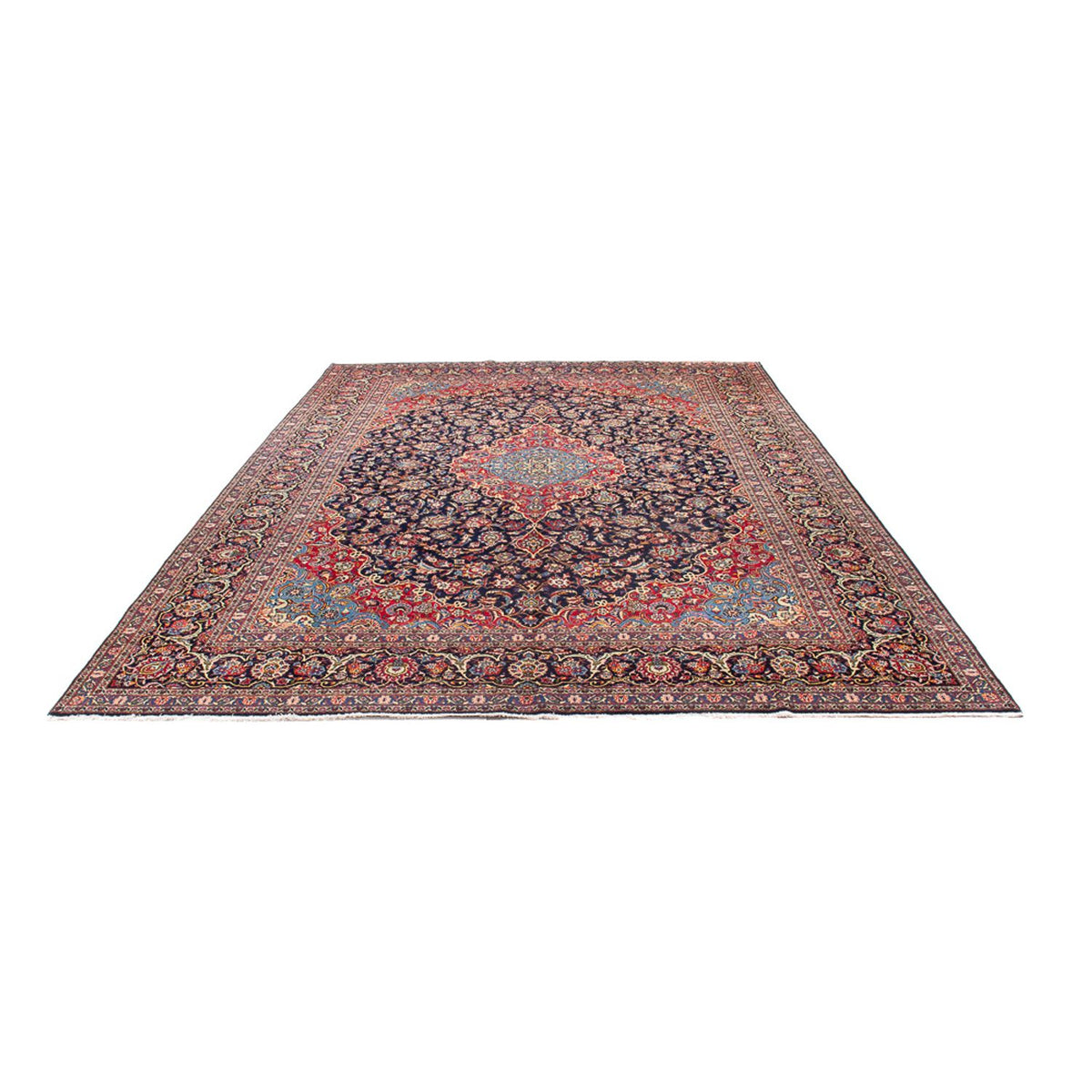 Dywan perski - Keshan - Antyk - 410 x 298 cm - ciemnoniebieski