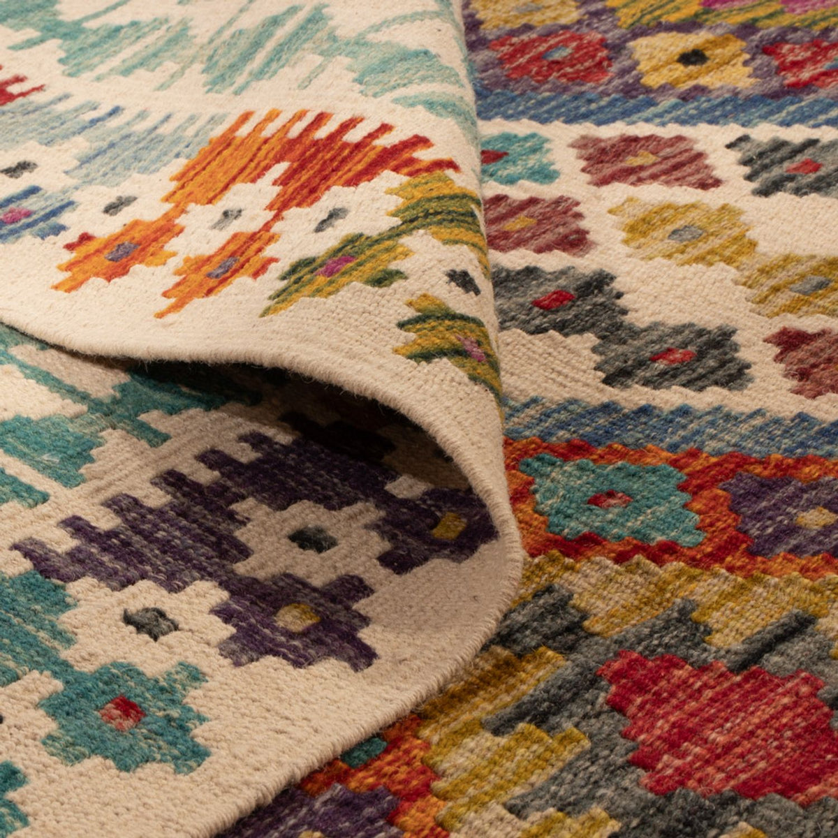 Dywan Kelim - Splash kwadratowy  - 207 x 203 cm - wielokolorowy