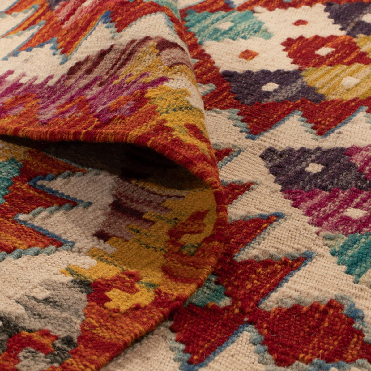 Dywan Kelim - Splash kwadratowy  - 152 x 152 cm - wielokolorowy