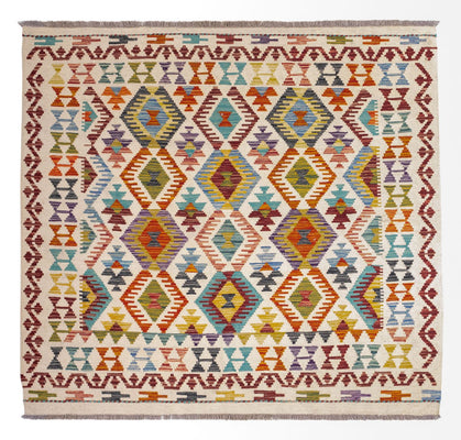 Dywan Kelim - Splash kwadratowy  - 154 x 143 cm - wielokolorowy