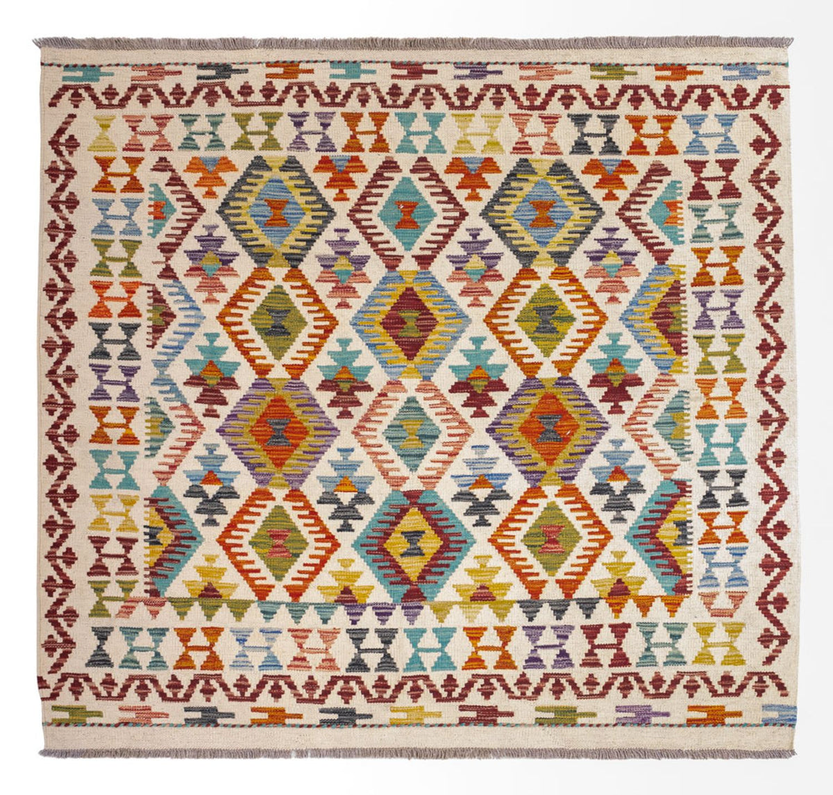 Dywan Kelim - Splash kwadratowy  - 154 x 143 cm - wielokolorowy