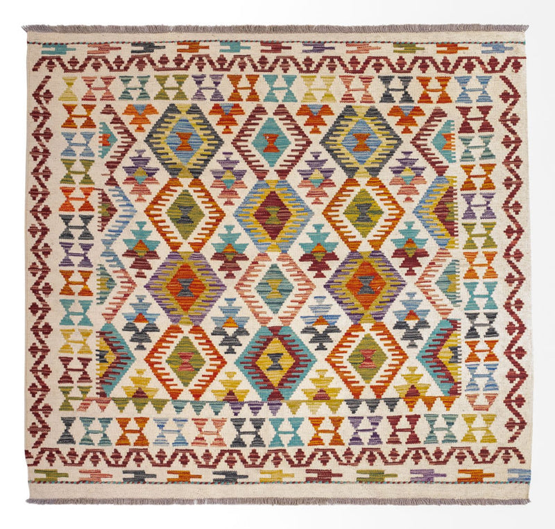 Dywan Kelim - Splash kwadratowy  - 154 x 143 cm - wielokolorowy