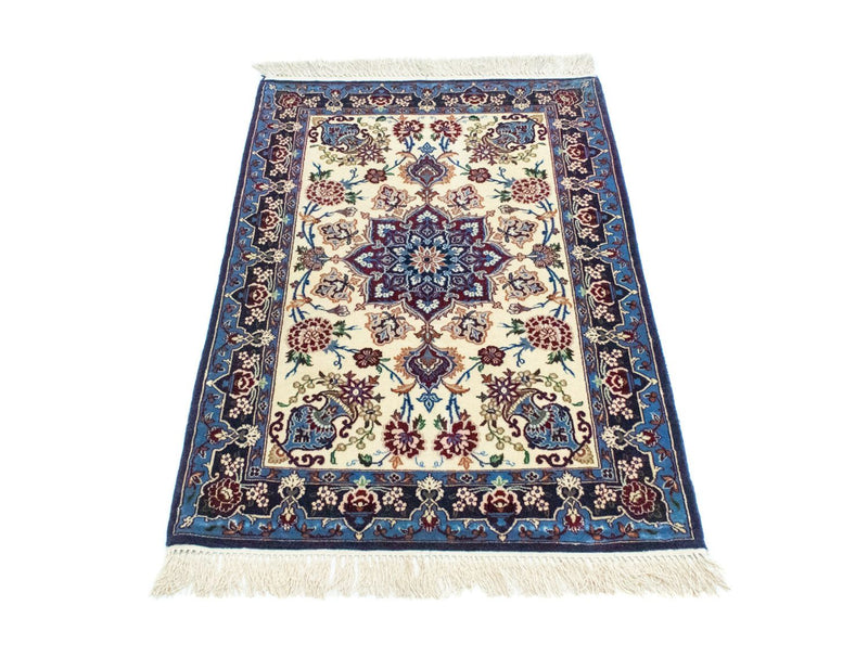 Dywan perski - Isfahan - Premium - 105 x 71 cm - niebieski