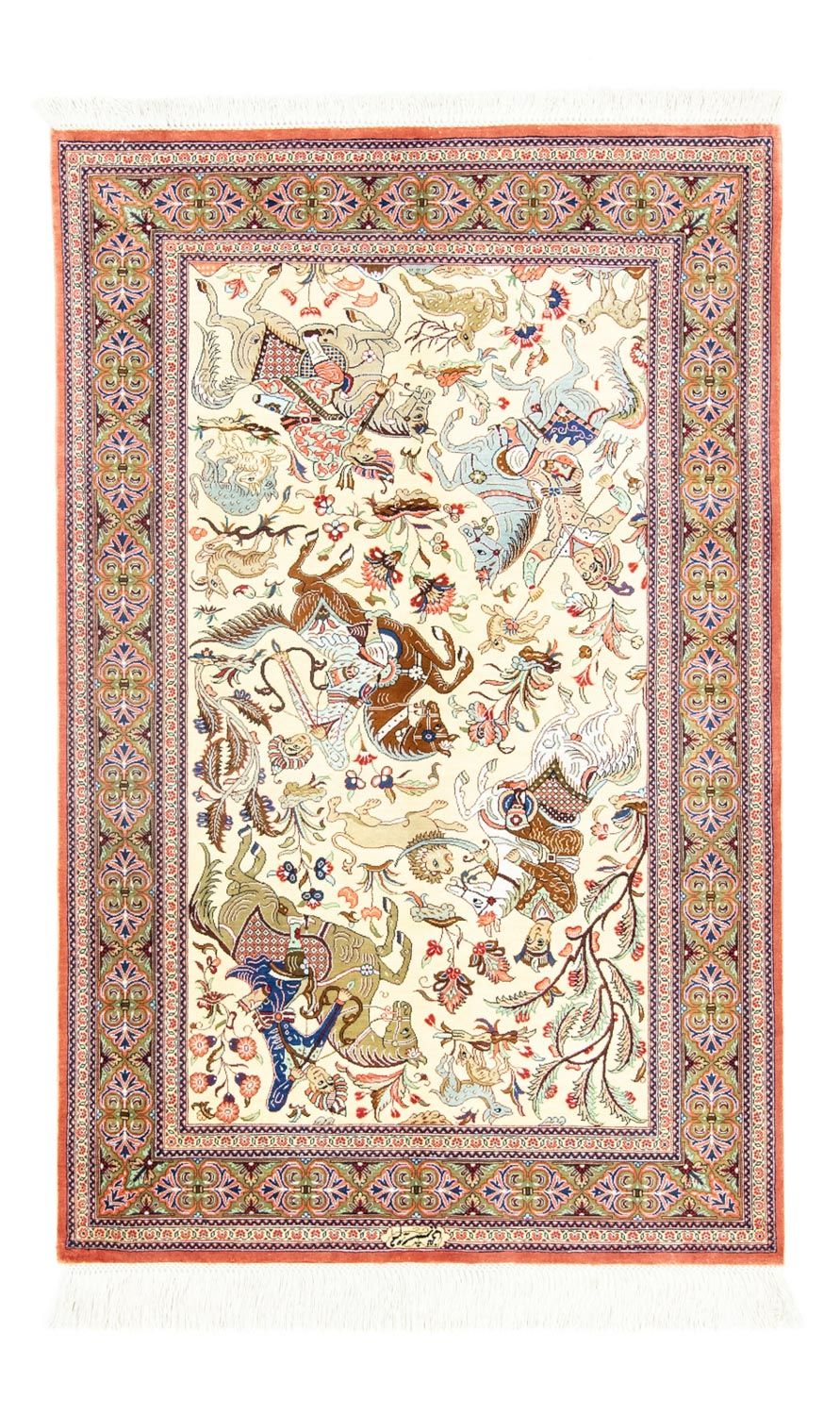 Jedwabny dywan - Ghom Silk - Premium - 121 x 77 cm - beżowy