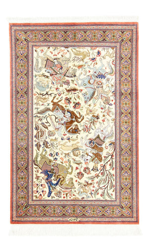 Jedwabny dywan - Ghom Silk - Premium - 121 x 77 cm - beżowy