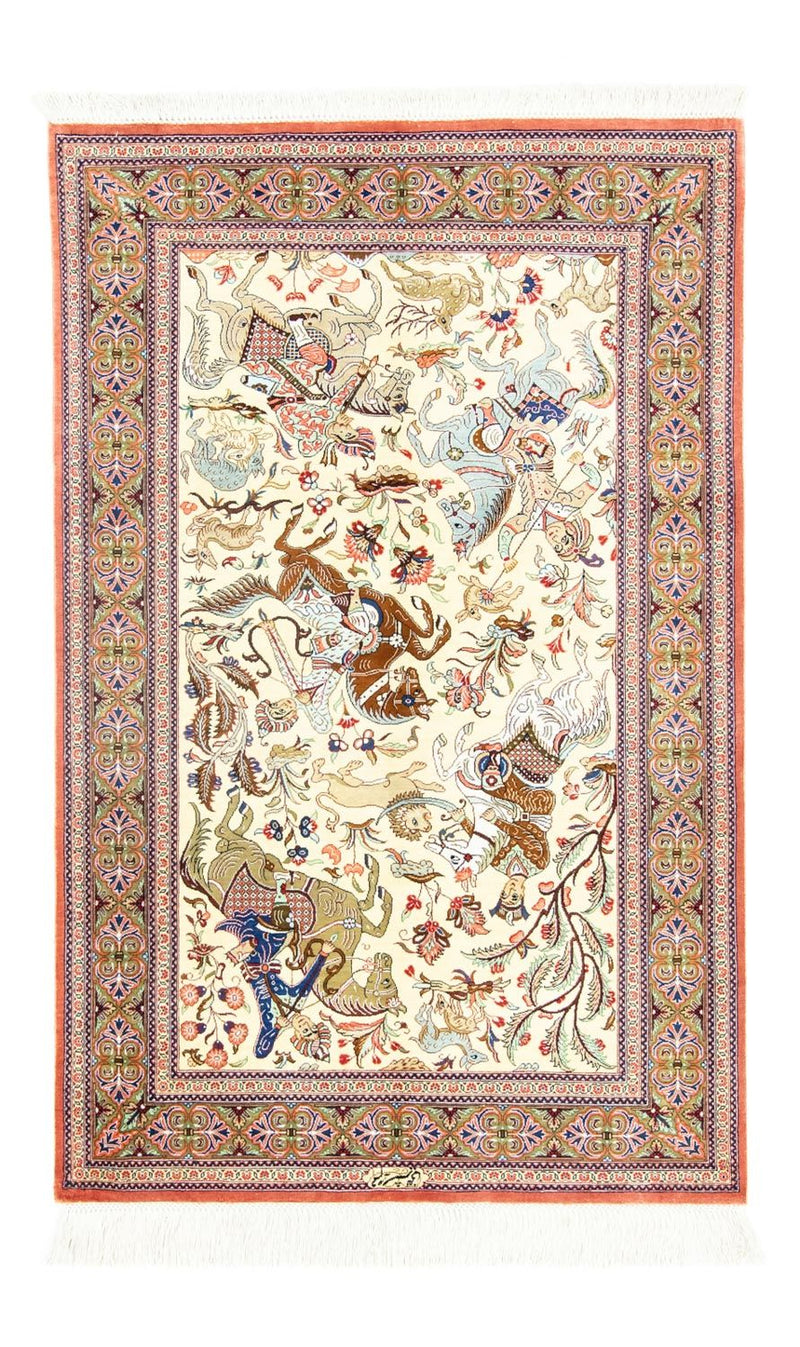Jedwabny dywan - Ghom Silk - Premium - 121 x 77 cm - beżowy