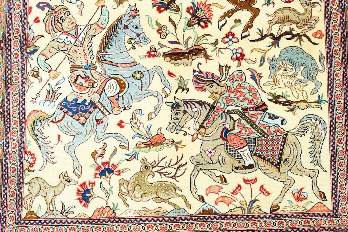 Jedwabny dywan - Ghom Silk - Premium - 121 x 77 cm - beżowy