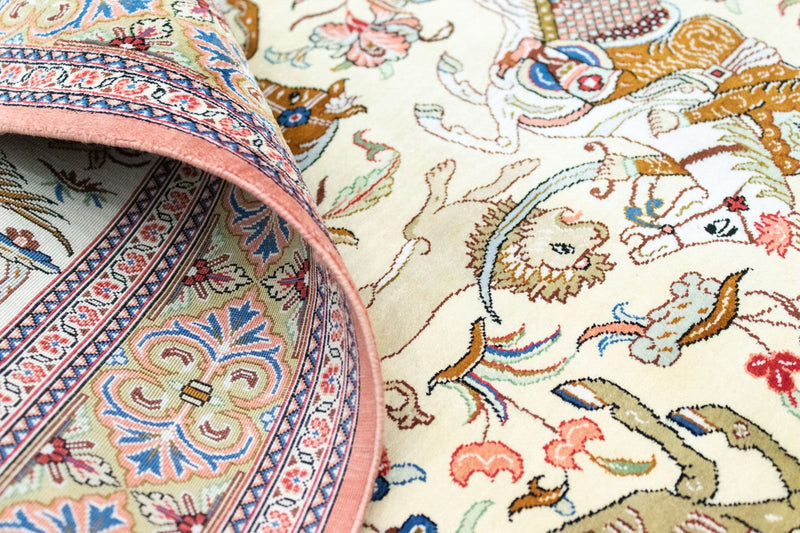 Jedwabny dywan - Ghom Silk - Premium - 121 x 77 cm - beżowy