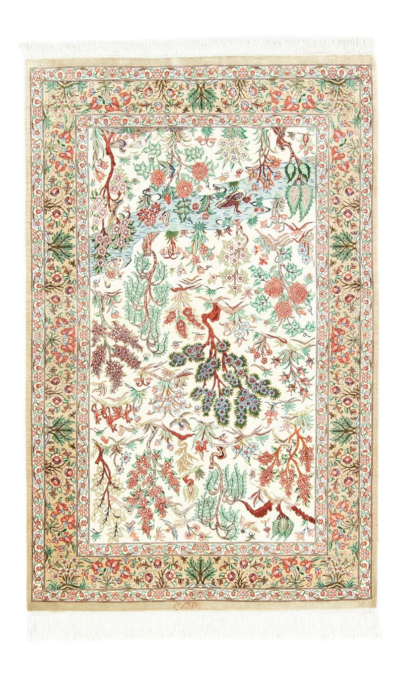 Jedwabny dywan - Ghom Silk - Premium - 122 x 80 cm - beżowy