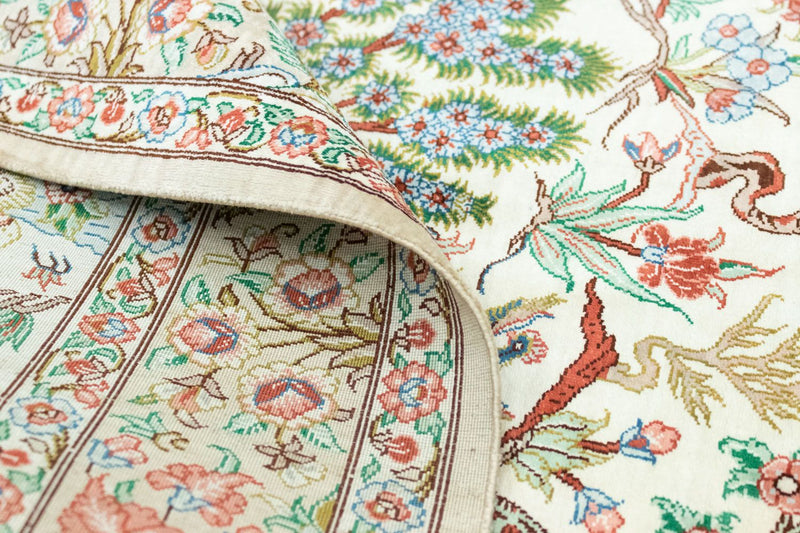 Jedwabny dywan - Ghom Silk - Premium - 122 x 80 cm - beżowy