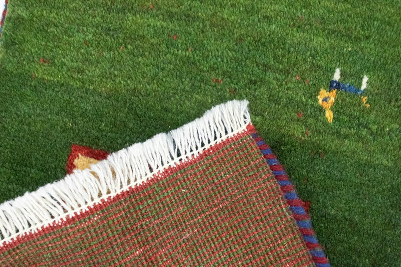 Dywan Gabbeh - perski - 60 x 40 cm - zielona