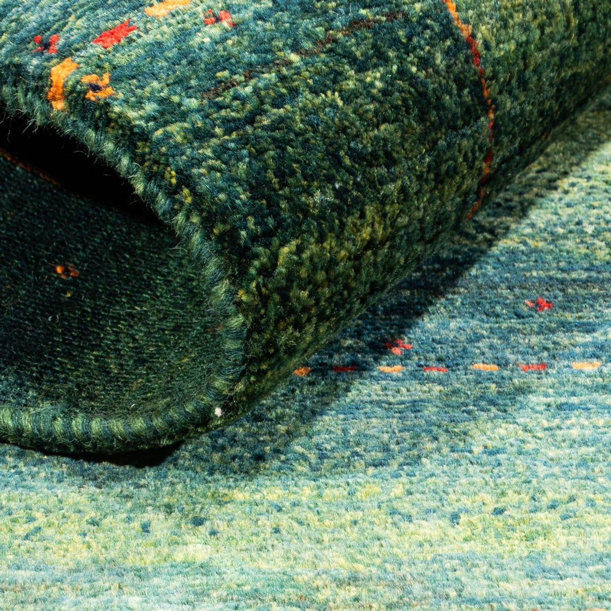 Dywan Gabbeh - Loribaft Perski - 135 x 83 cm - zielona