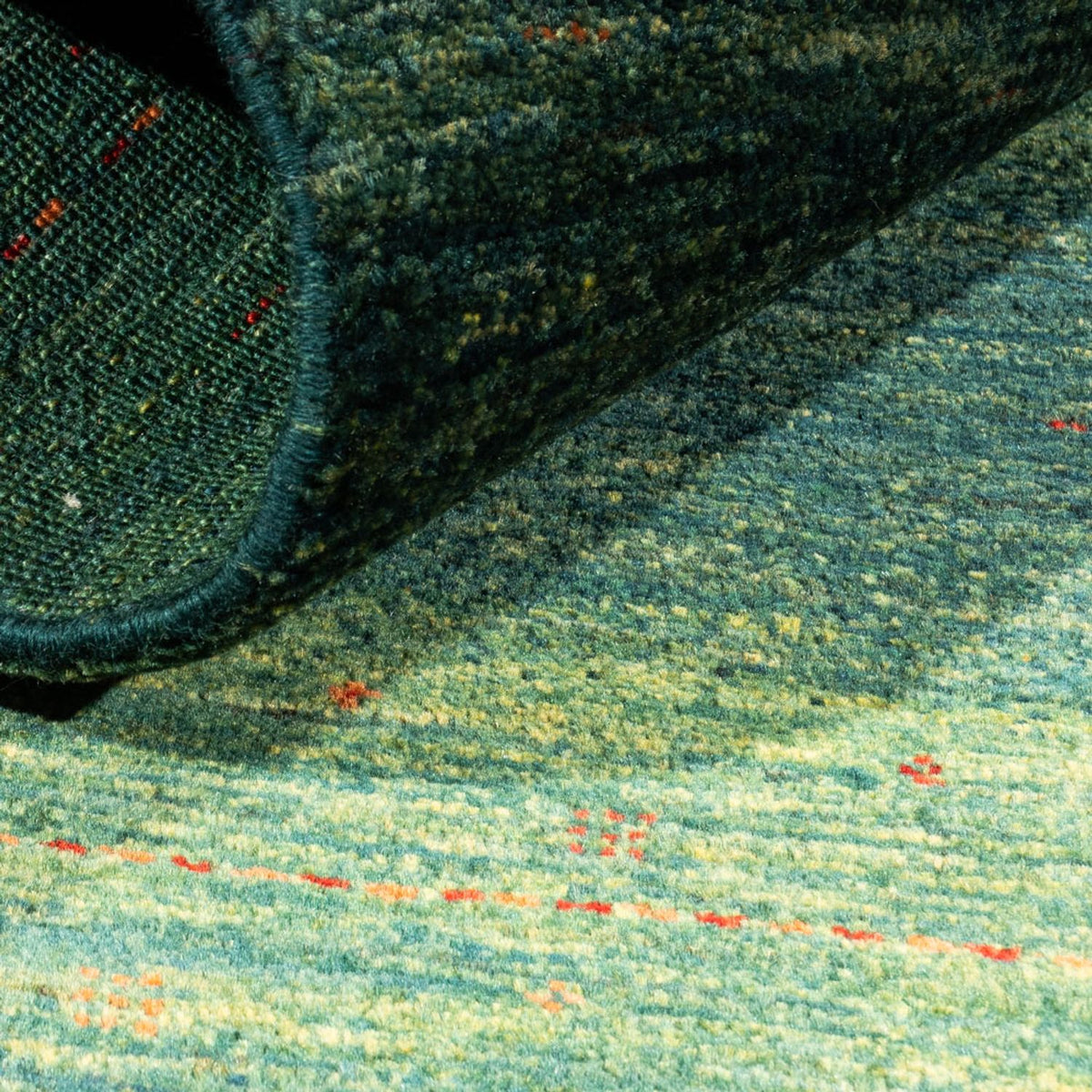 Dywan Gabbeh - Loribaft Perski - 123 x 78 cm - zielona