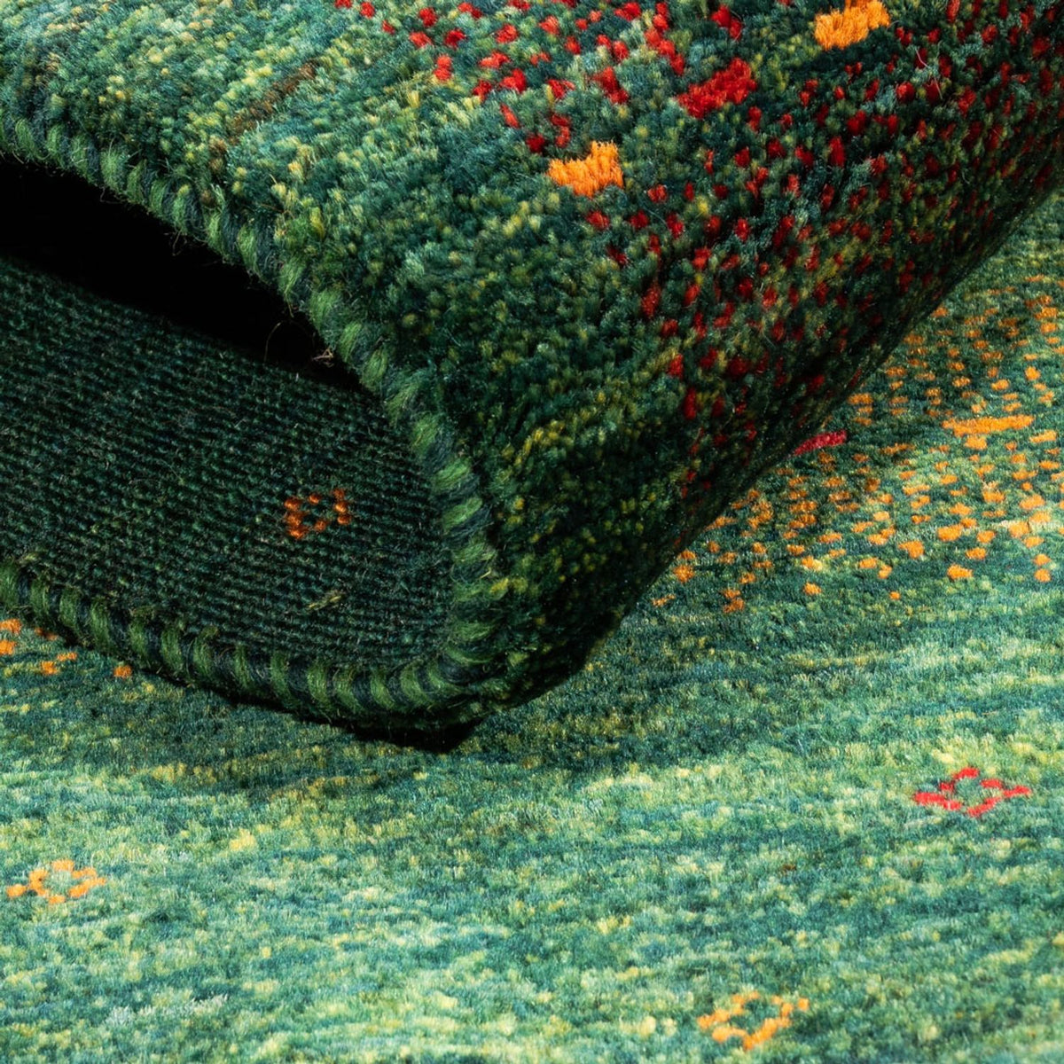 Dywan Gabbeh - Loribaft Perski - 128 x 82 cm - zielona