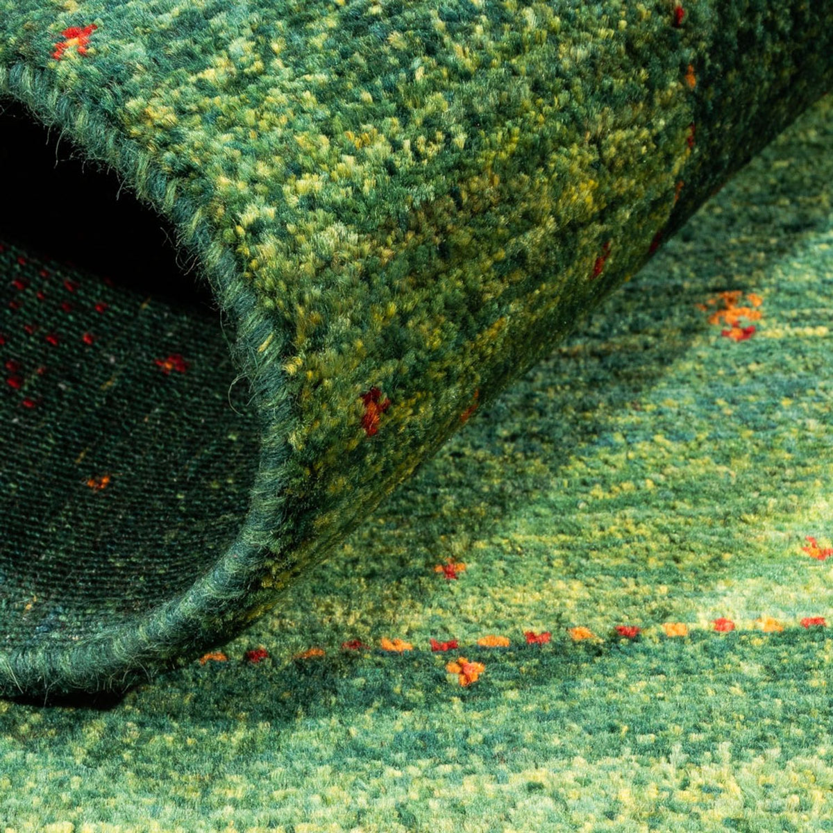 Dywan Gabbeh - Loribaft Perski - 123 x 79 cm - zielona