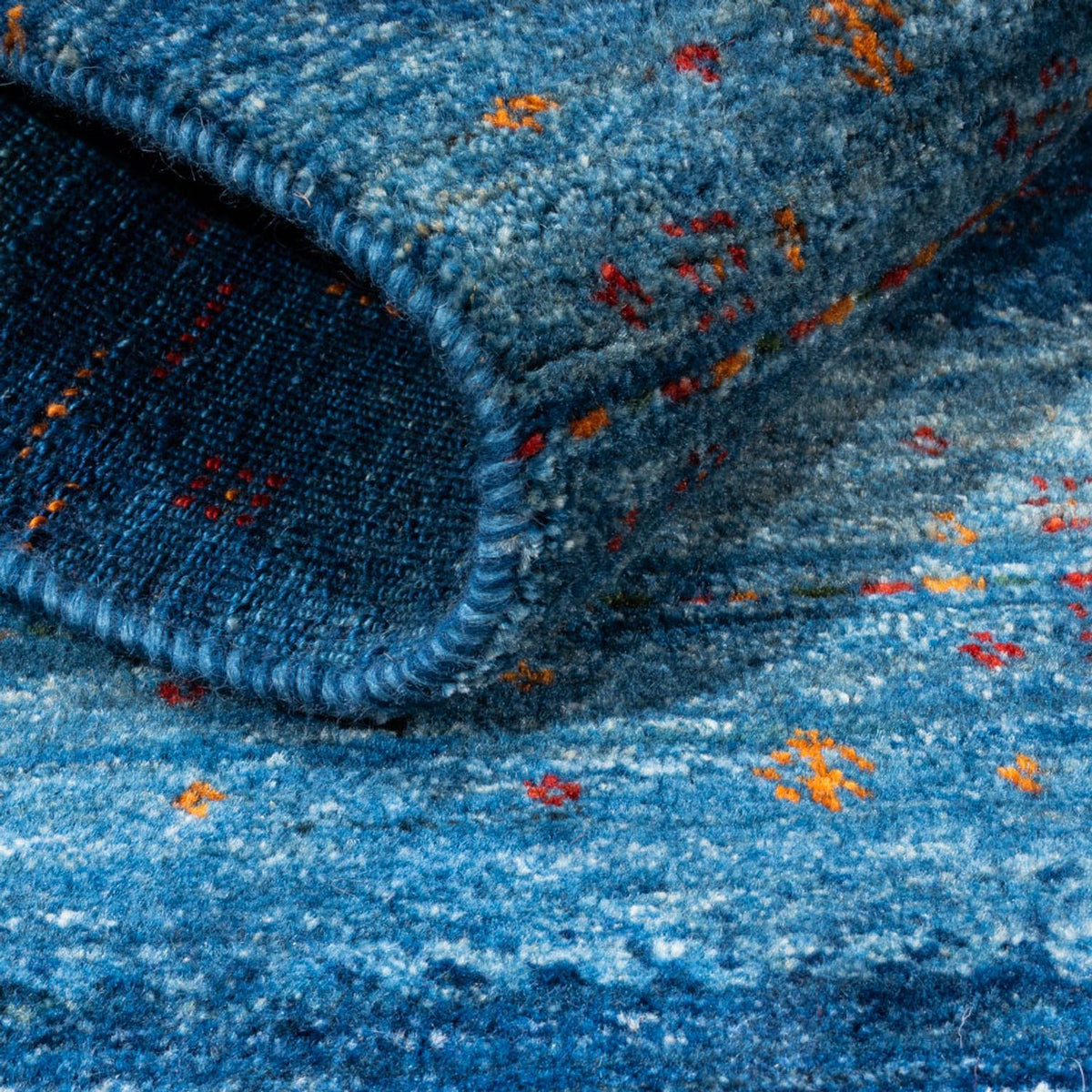 Dywan Gabbeh - Loribaft Perski - 112 x 100 cm - niebieski