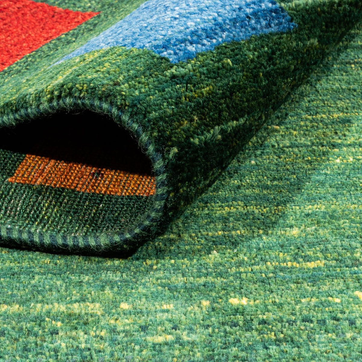 Dywan Gabbeh - Loribaft Perski - 246 x 176 cm - zielona