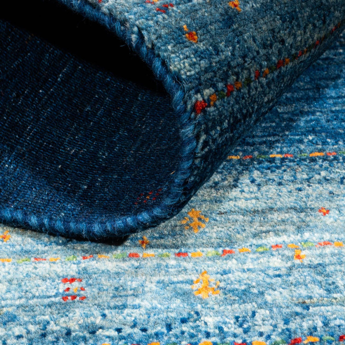 Dywan Gabbeh - Loribaft Perski - 135 x 82 cm - niebieski