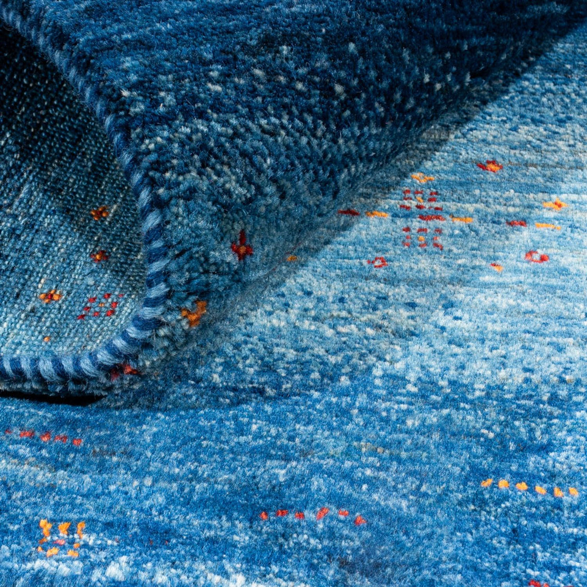 Dywan Gabbeh - Loribaft Perski - 116 x 92 cm - niebieski