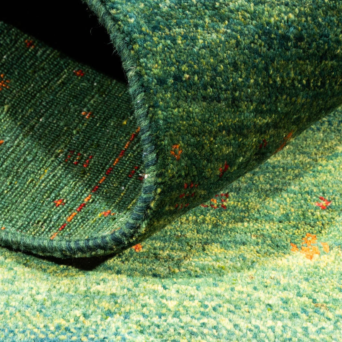 Dywan Gabbeh - Loribaft Perski - 150 x 102 cm - zielona