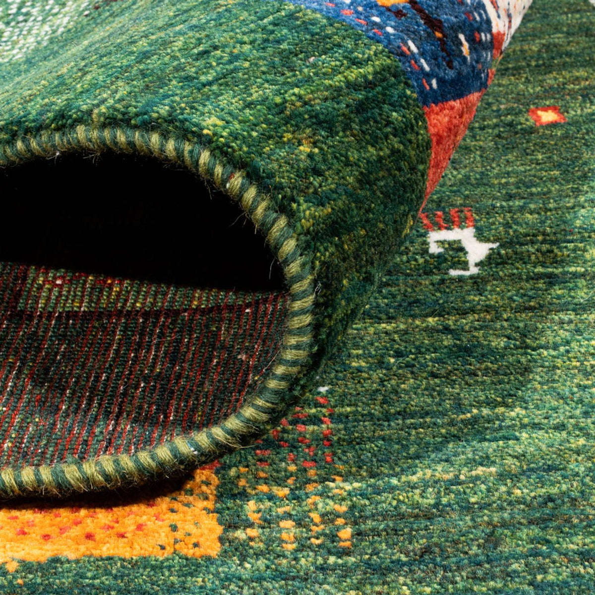 Dywan Gabbeh - Loribaft Perski - 244 x 176 cm - zielona