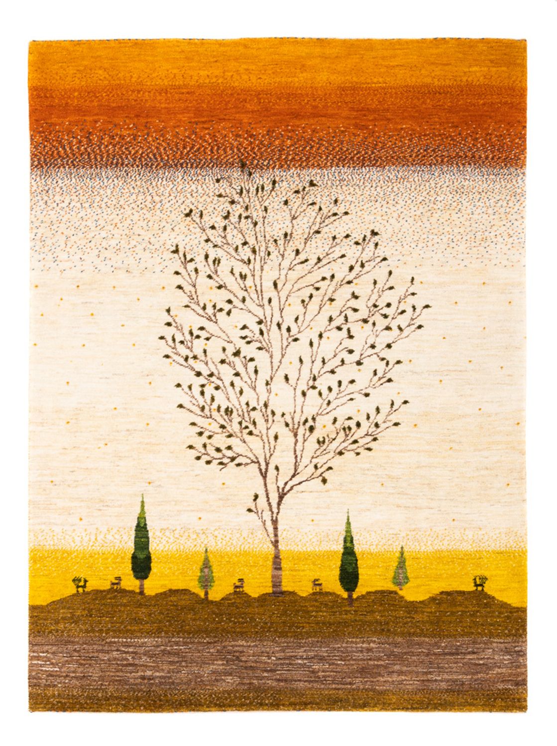 Dywan Gabbeh - Loribaft Perski - 175 x 129 cm - złoto