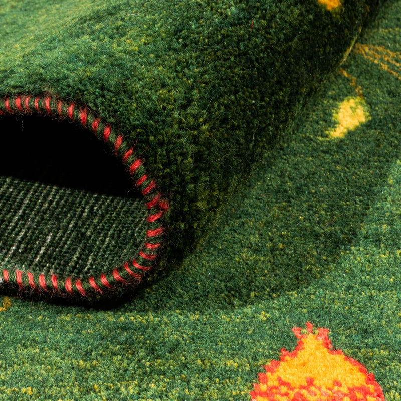 Dywan Gabbeh - Loribaft Perski - 191 x 126 cm - zielona