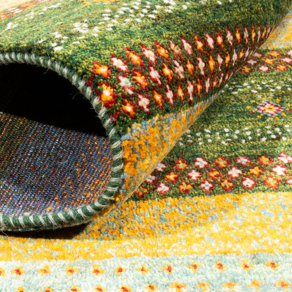 Dywan Gabbeh - Loribaft Perski - Royal - 220 x 152 cm - zielona