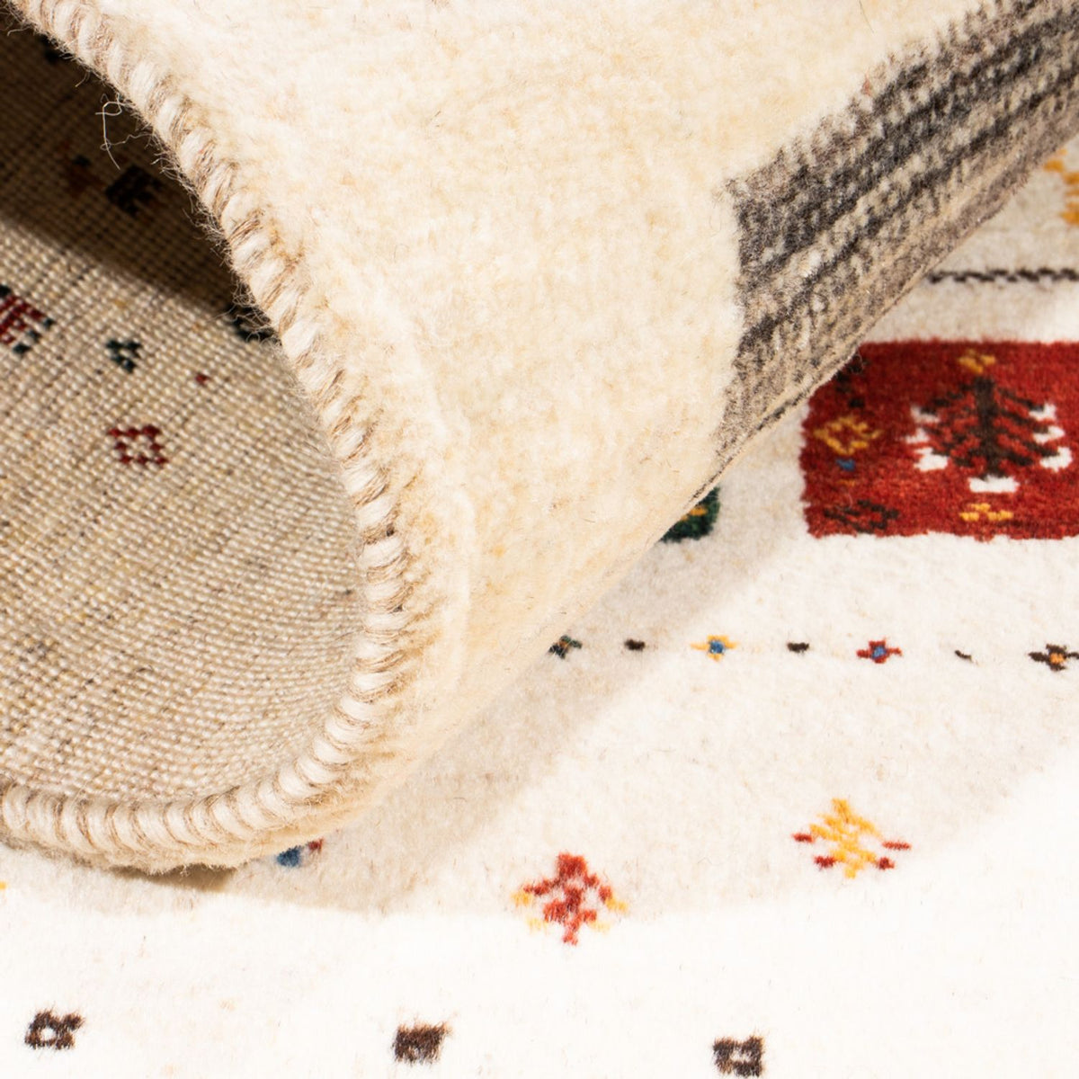 Dywan Gabbeh - Loribaft Perski - Royal - 122 x 78 cm - kremowy