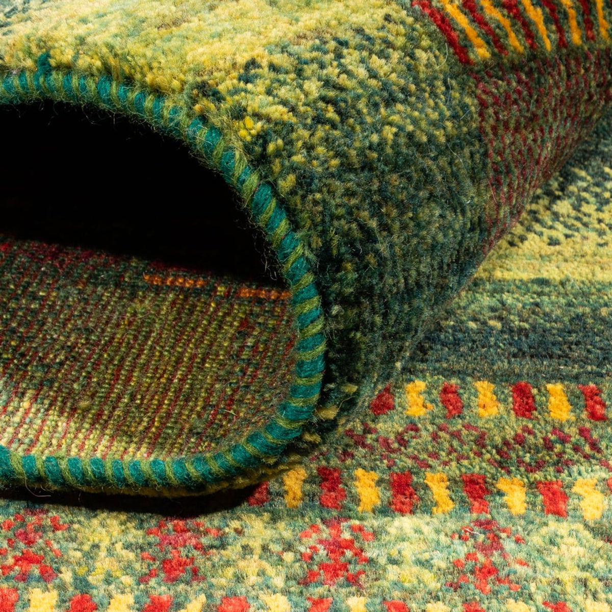 Dywan Gabbeh - Loribaft Perski - Royal - 192 x 165 cm - zielona