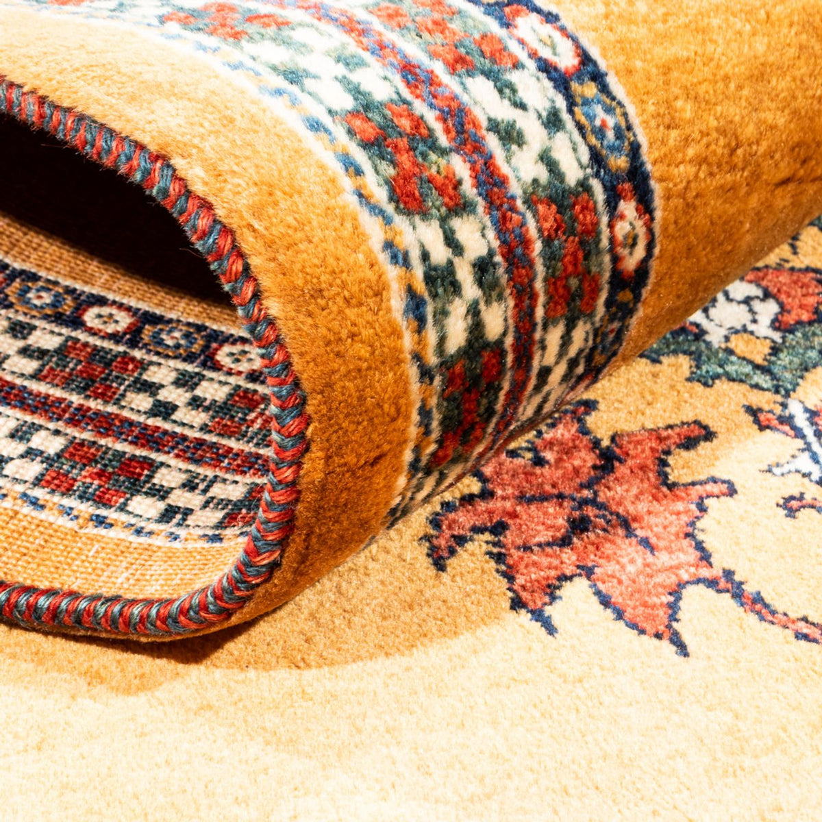 Dywan Gabbeh - perski - 148 x 105 cm - złoto