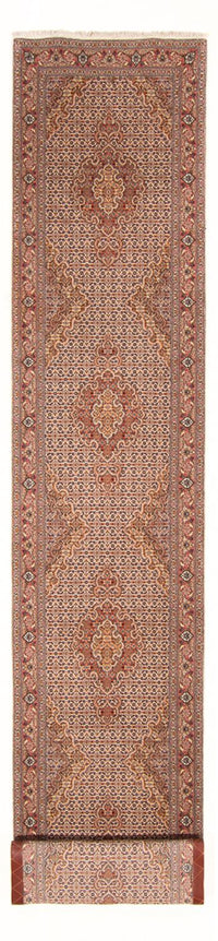 Biegacz Dywan perski - Tabriz - Królewski - 407 x 78 cm - beżowy