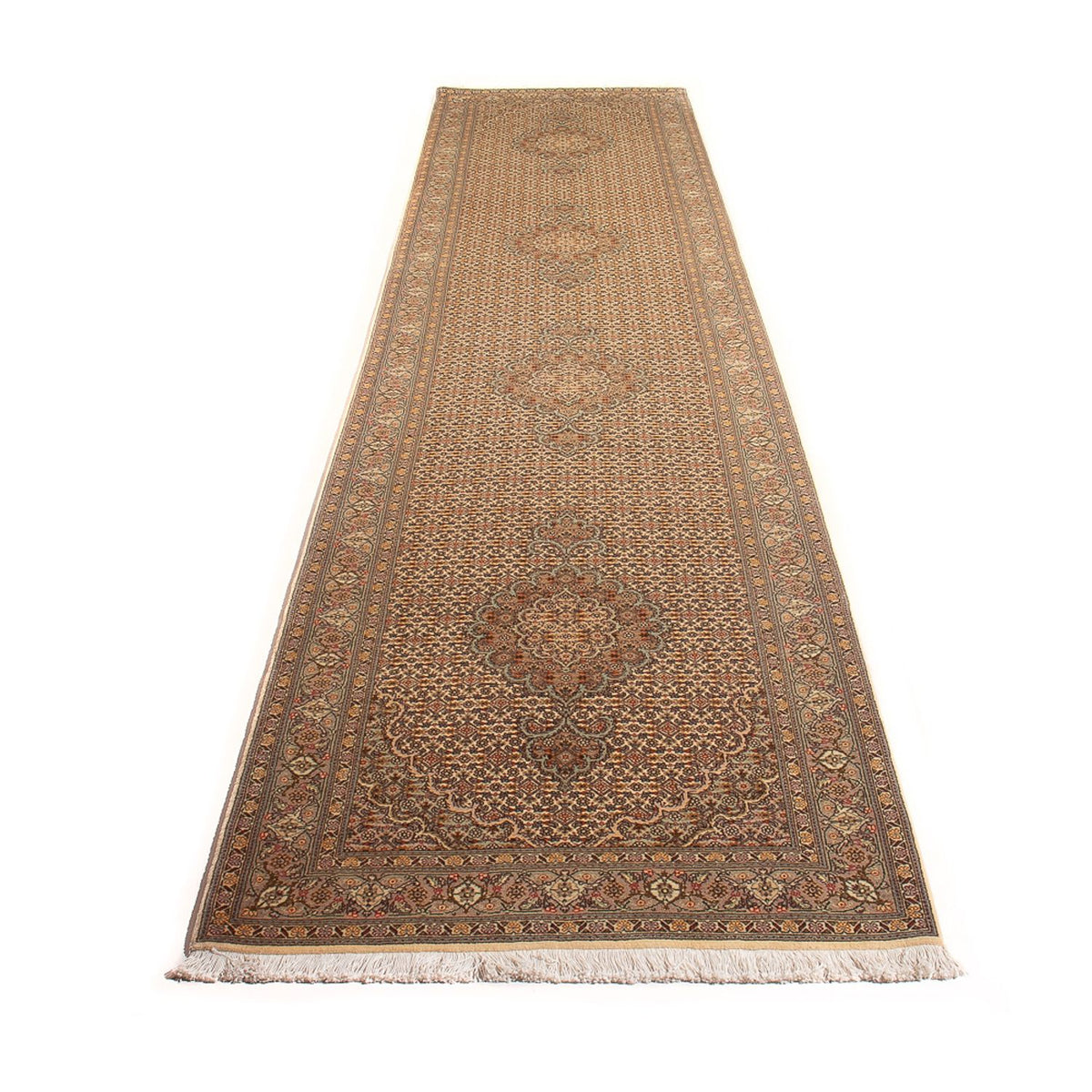 Läufer Perser - Täbriz - Royal - 393 x 80 cm - beige