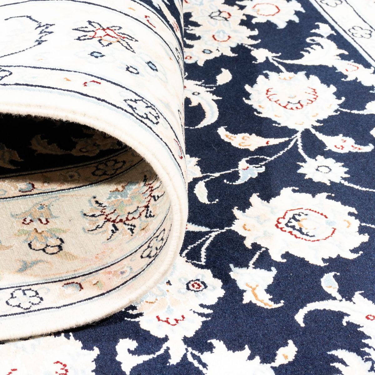 Dywan perski - Nain - Premium - 182 x 120 cm - ciemnoniebieski