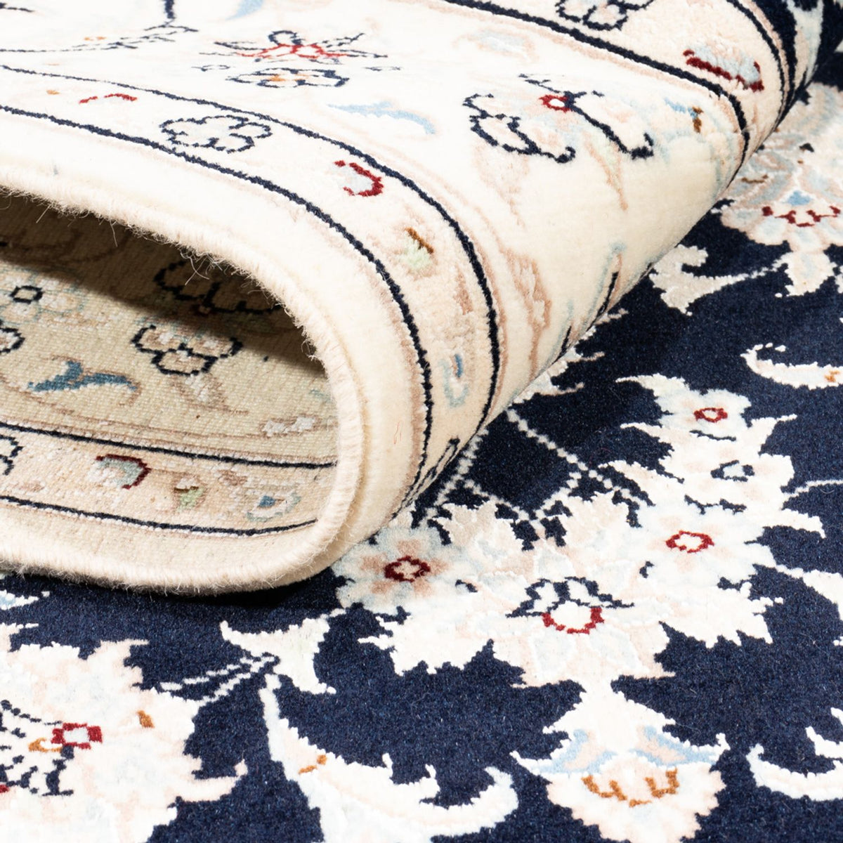 Dywan perski - Nain - Premium - 182 x 121 cm - ciemnoniebieski